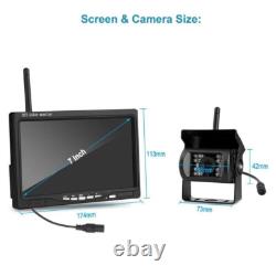 Wireless 7 Monitor Dual Rear View Backup Camera Kit for Truck Caravan Bus RVs