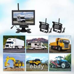 Wireless 7 Monitor Dual Rear View Backup Camera Kit for Truck Caravan Bus RVs