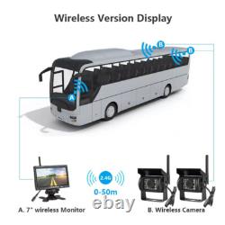 Wireless 7 Monitor Dual Rear View Backup Camera Kit for Truck Caravan Bus RVs