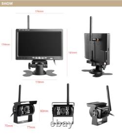 Wireless 7 Monitor Dual Rear View Backup Camera Kit for Truck Caravan Bus RVs