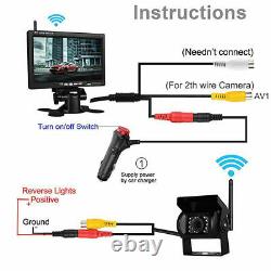 Wireless 7 Monitor Night Vision For RV Truck Bus Backup Rear View Camera System