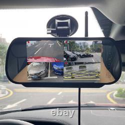 Wireless 7 Rear View Mirror Monitor DVR 4x1080P Solar Magnetic Backup Camera RV