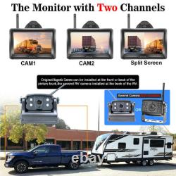 Wireless Backup Camera 5'' Monitor 2CH System Rear View Reverse Cam Truck Car RV