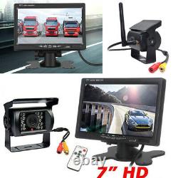 Wireless IR Rear View Back up Camera Night Vision System+7 Monitor Kit 12/24V